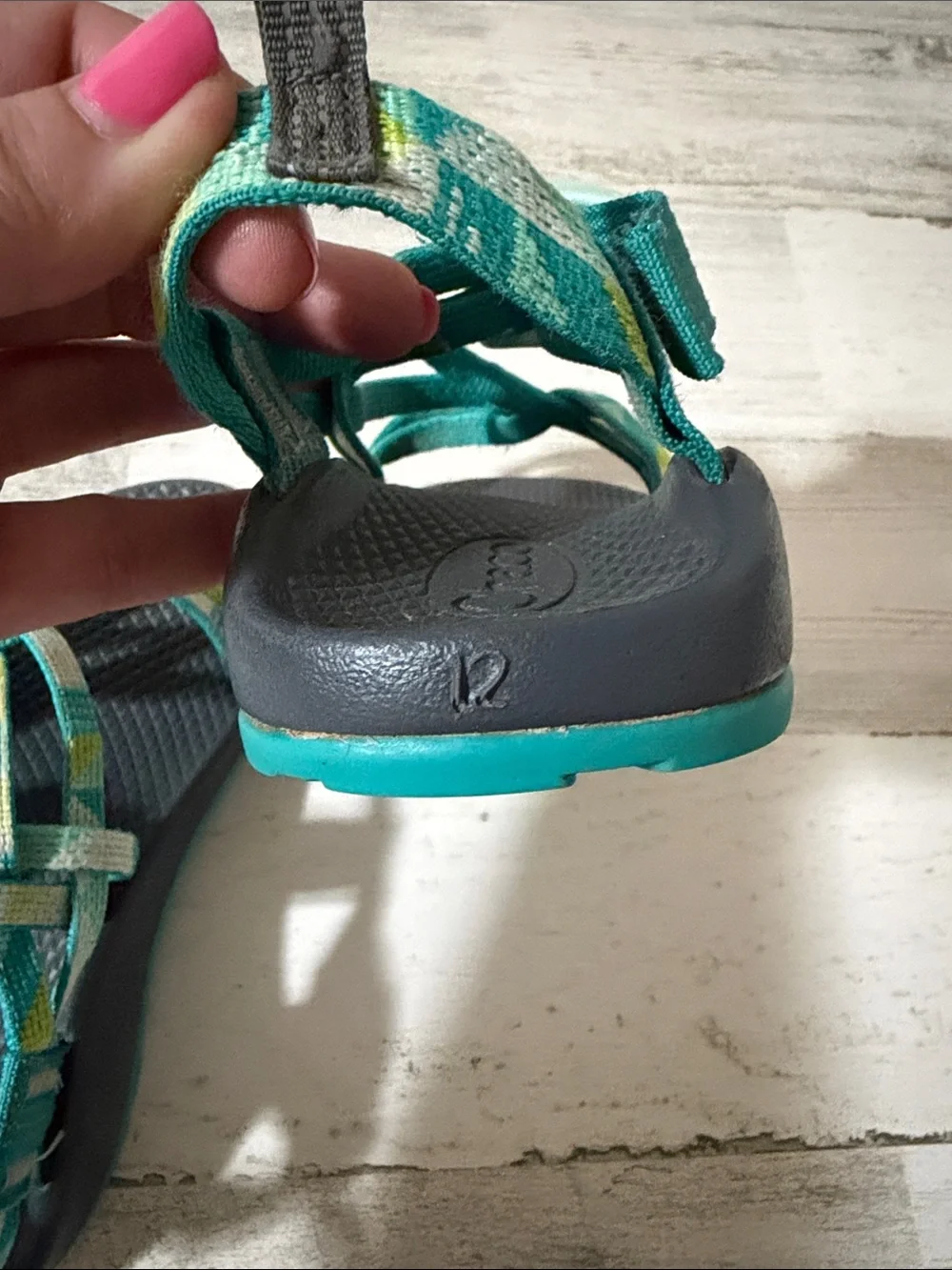 Chaco Teal, Yellow & Cream Strappy Sandals Size 12